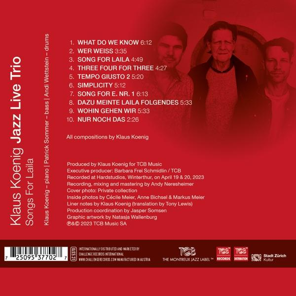 Albumcover mit Text, der Musiktitel und Fotos von Musikern auflistet.