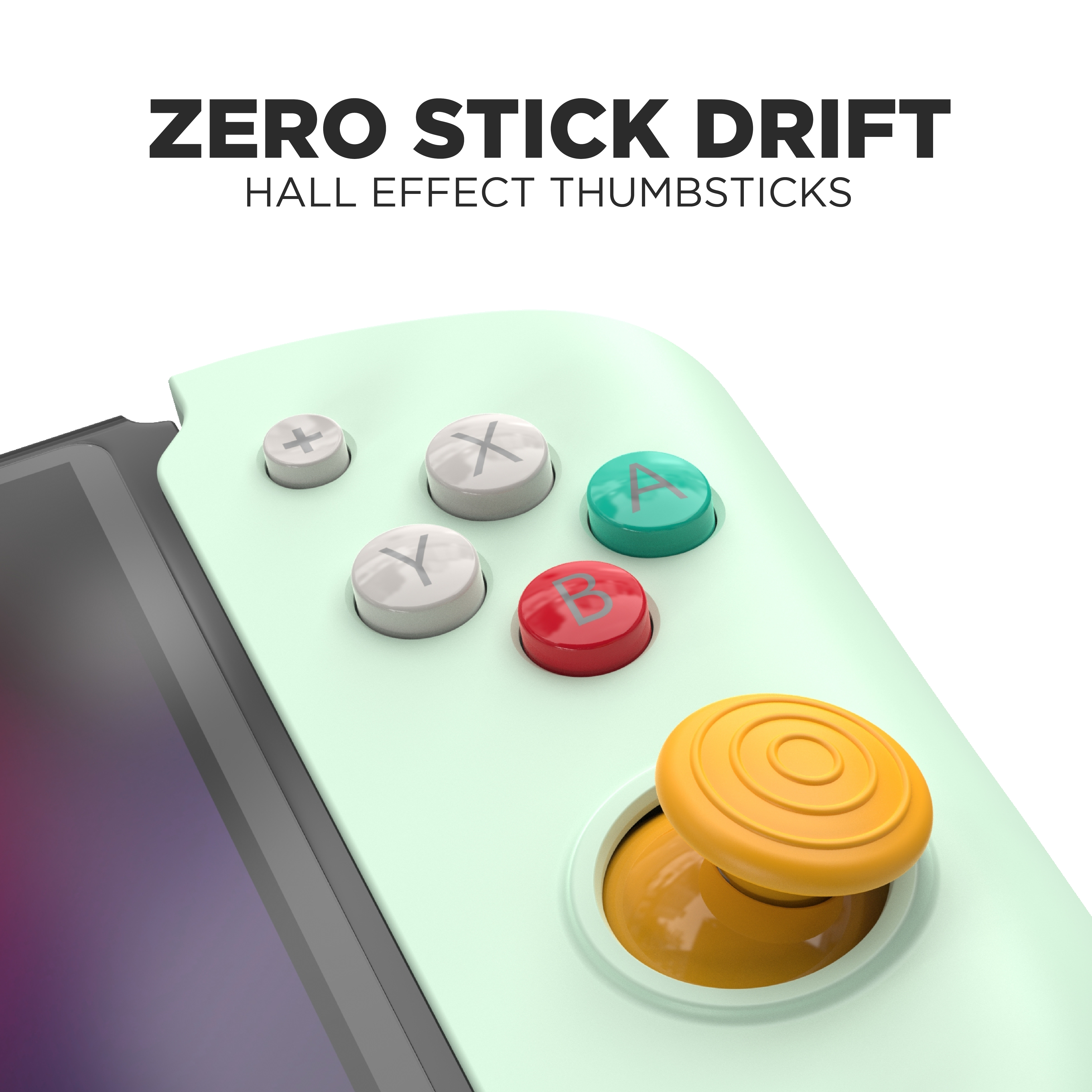 Gaming-Controller-Tasten, mit einem Joystick im Vordergrund.