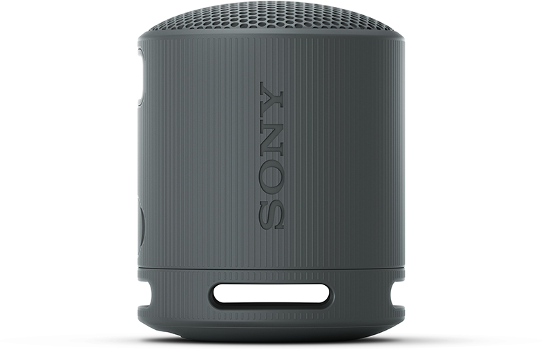 Egy kicsi, szürke, hengeres hangszóró, rajta a SONY szóval.