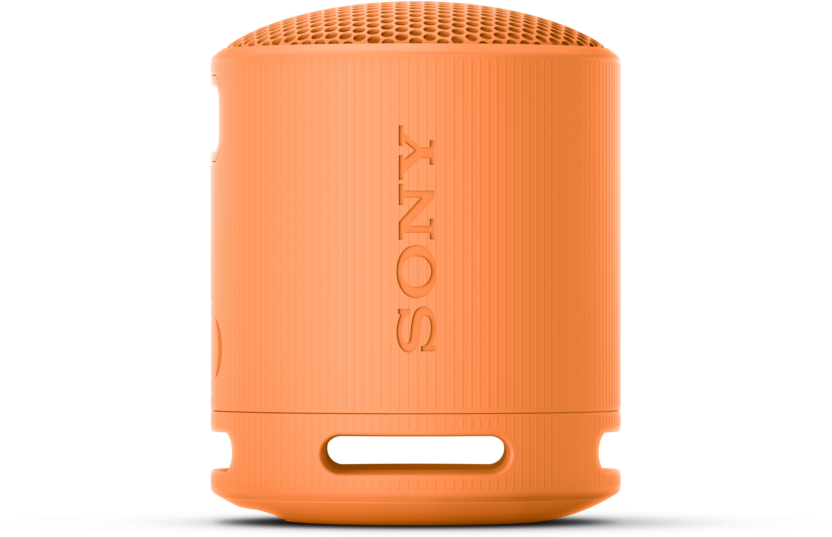 Narancssárga hengeres Sony hangszóró.