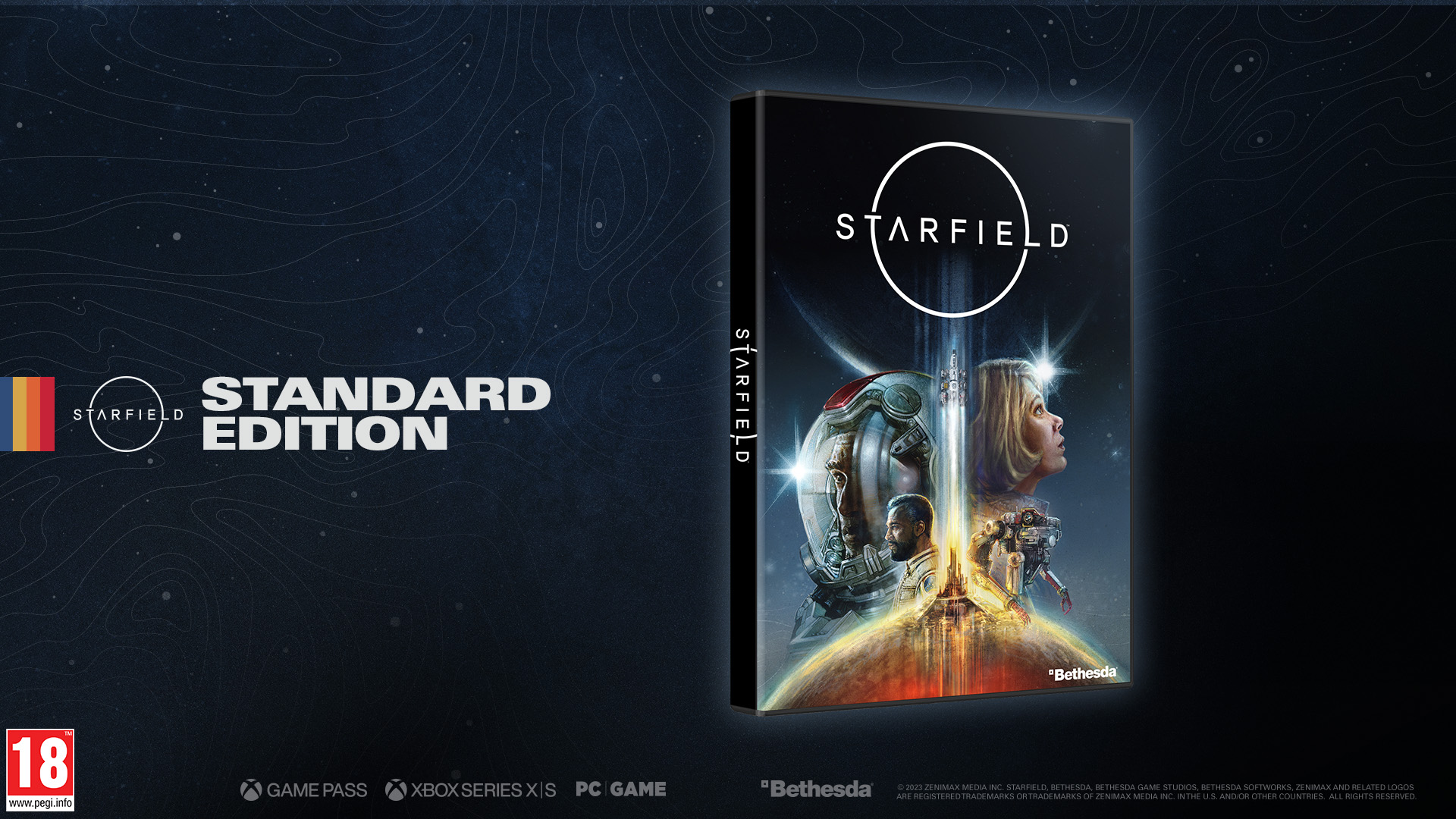 Starfield Standard Edition játékdoboz a játék címével és borítójával.