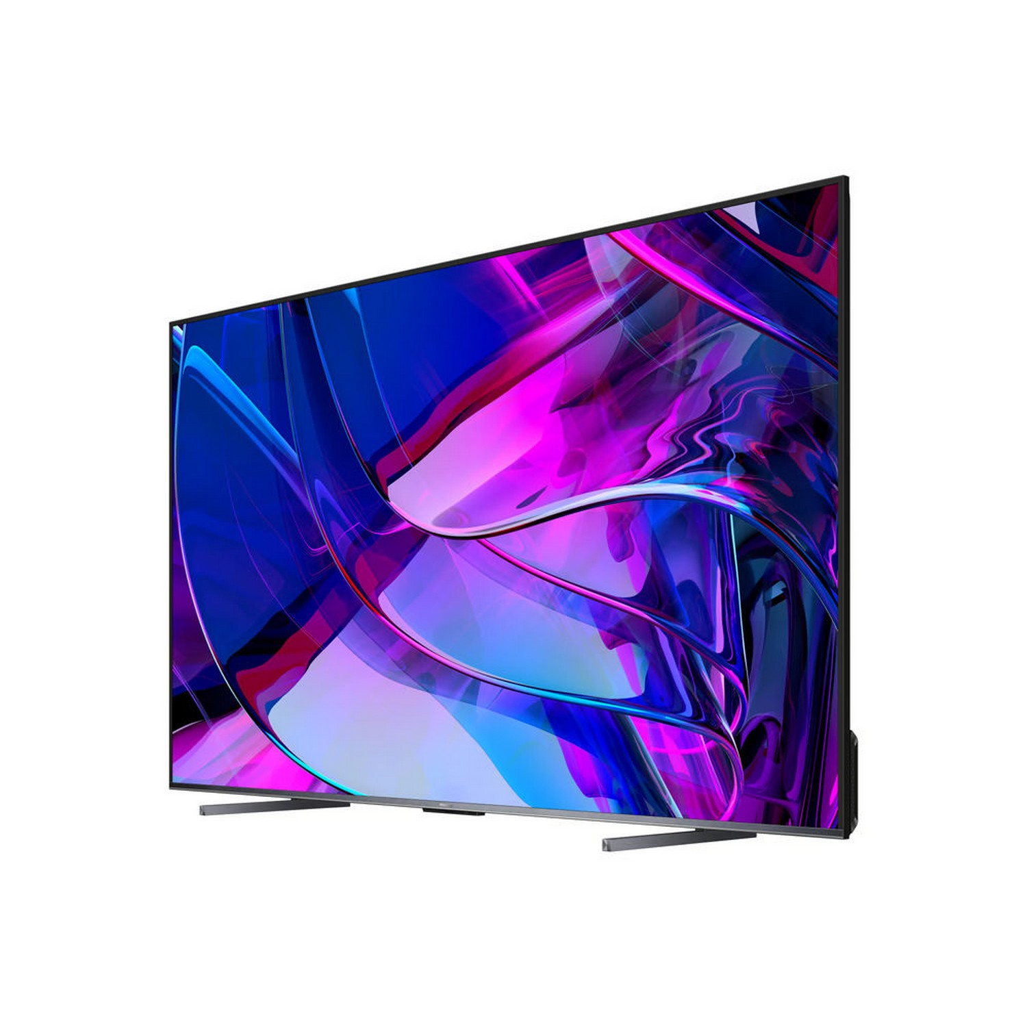 Grand écran de télévision incurvé sur fond blanc.