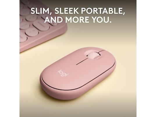 LOGITECH Pebble Mouse 2 M350s - Souris Bluetooth (Rose)