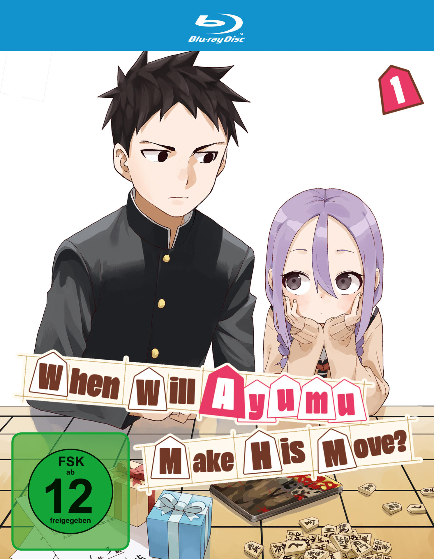 Anime-Cover: Zwei Charaktere, Junge und Mädchen, mit japanischem Text und einem Bewertungsschild.