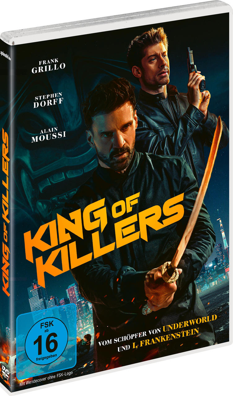 DVD-Cover für King of Killers mit Frank Grillo und Stephen Dorff, mit einem Mann mit Schwert.