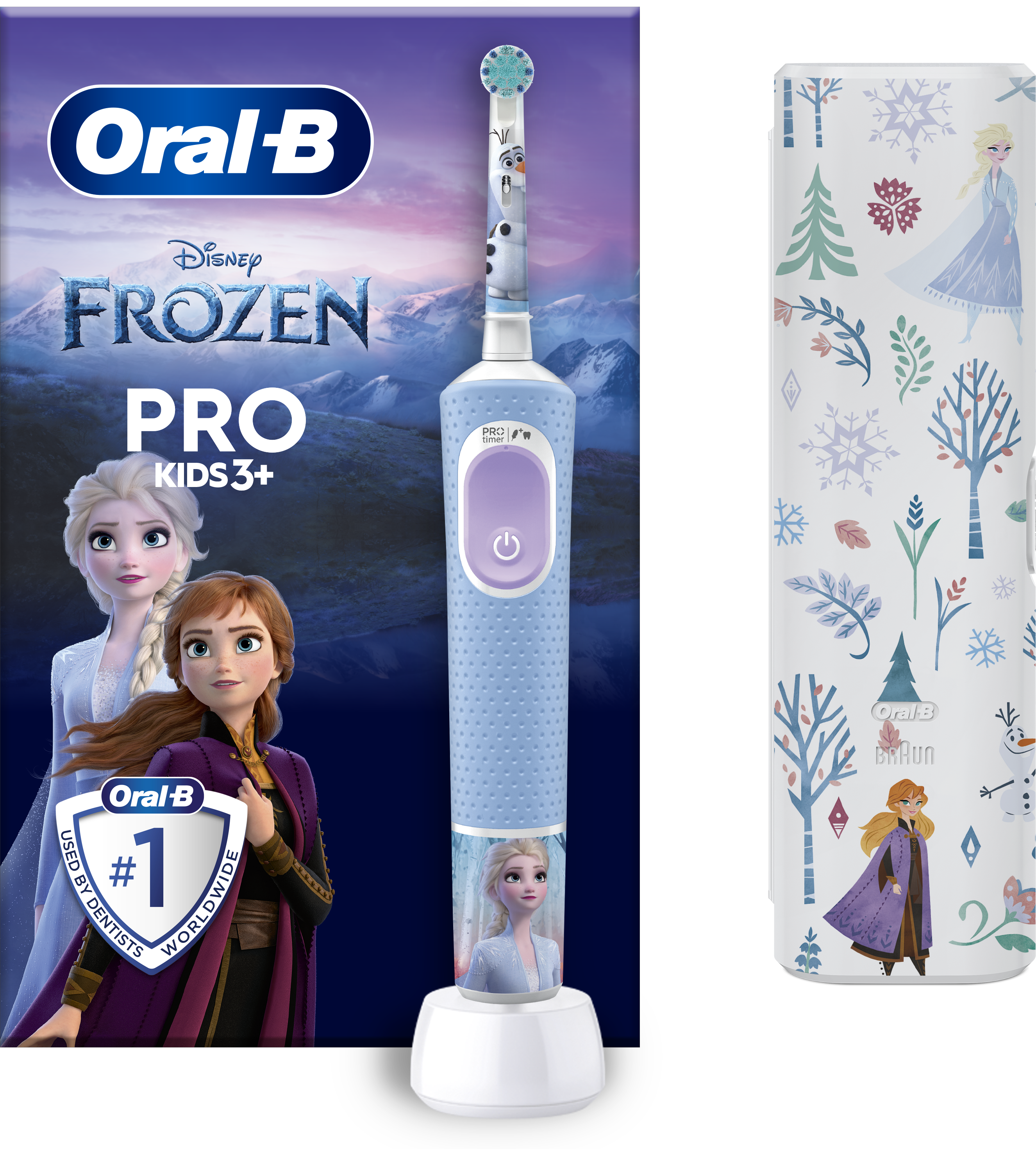 ORAL-B 80720374 Kids Elektromos fogkefe, 1 db Jégvarázs markolat, fogkefefej, tok