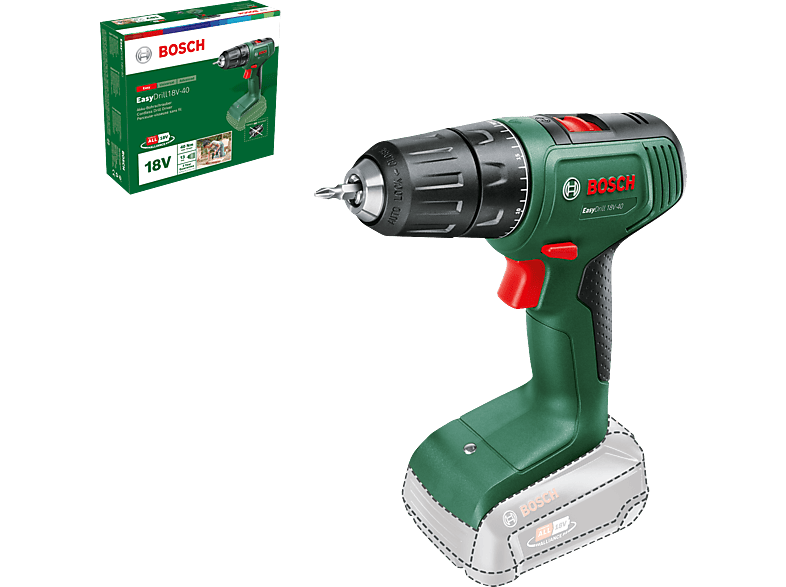 BOSCH Easy Drill 18V-40 Akkumulátoros fúrócsavarozó, 18V, akku és töltő nélkül (06039D8000)