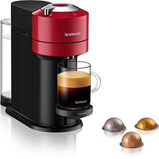 Cafetera de cápsulas - Nespresso® Krups Vertuo Next XN9105, 1500 W, 1.1 L, Calentamiento en 30 s, Tecnología Centrifusión, Wi-Fi, Bluetooth, Rojo