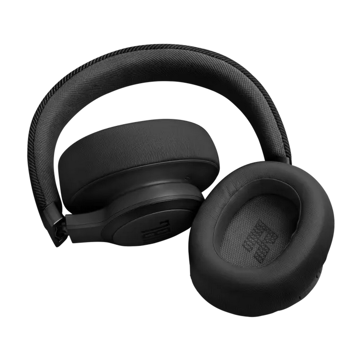 Black headphones, lying down. Earcups are visible.