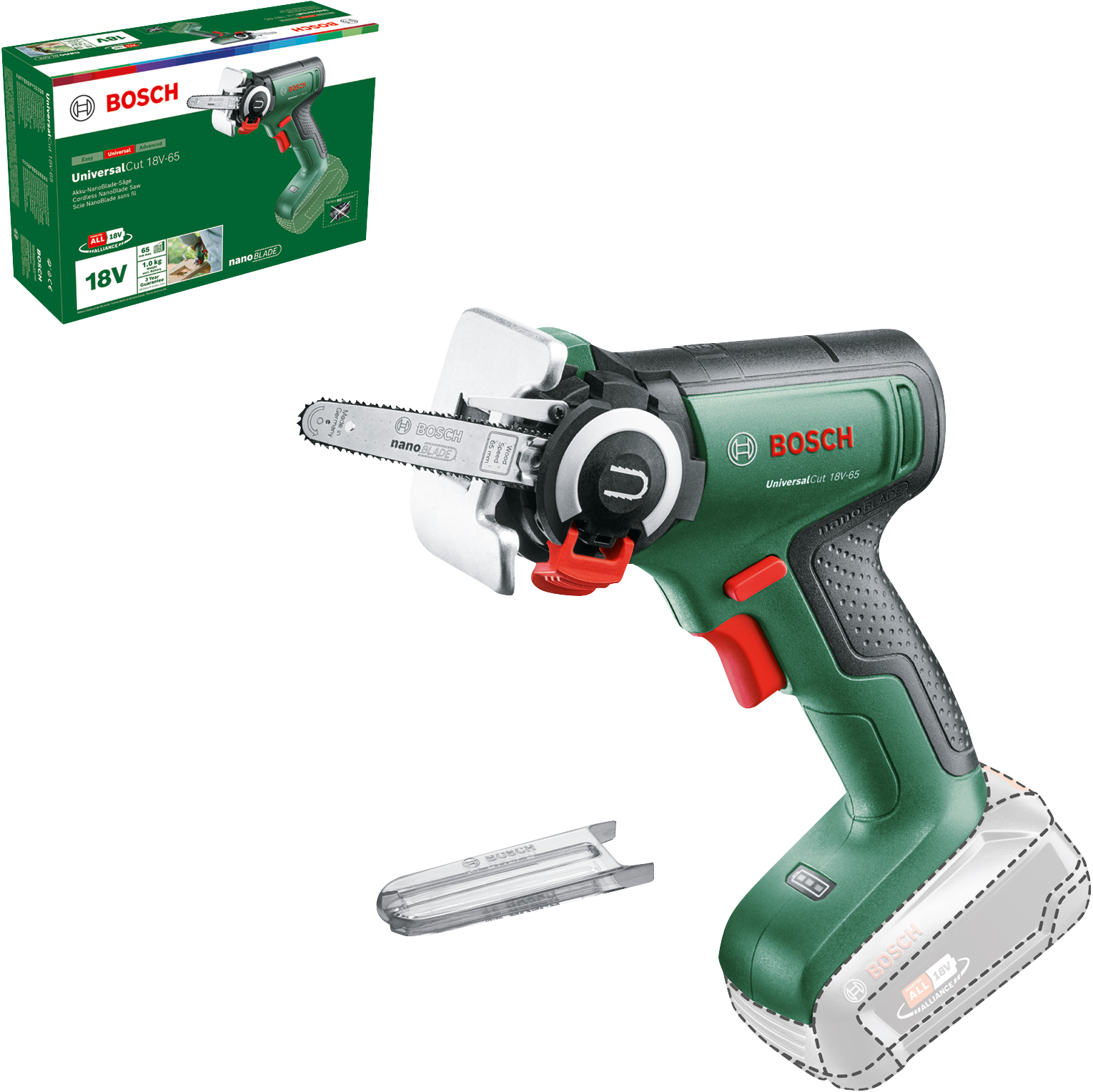 BOSCH Universal Cut 18V-65 Akkumulátoros NanoBlade fűrész, akku és töltő nélkül (06033D5200)