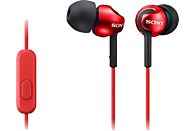 Auriculares de botón - Sony MDR-EX110APR, Con micrófono, 103dB, Especial Android, Jack 3.5mm, Rojo