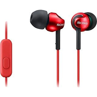 Auriculares de botón - Sony MDR-EX110APR, Con micrófono, 103dB, Especial Android, Jack 3.5mm, Rojo