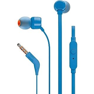 Auriculares de botón - JBL T110, De botón, Con cable, Pure Bass, Jack 3.5 mm, Azul