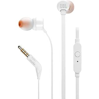 Auriculares de botón - JBL T110, De botón, Con cable, Micrófono, Pure Bass JBL, Blanco