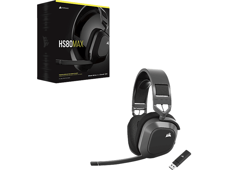 Bluetooth Headset Over-ear Max, CORSAIR Stahlgrau Gaming HS80
