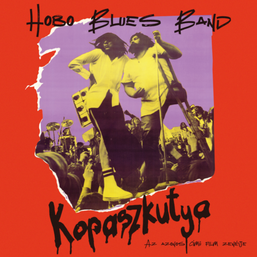 Album borító: Hobo Blues Band - Kopaszkutya, két férfival a színpadon.