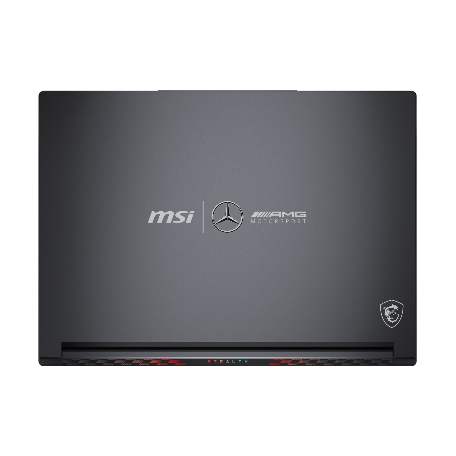 Portátil MSI con el logotipo de Mercedes-AMG en la tapa.