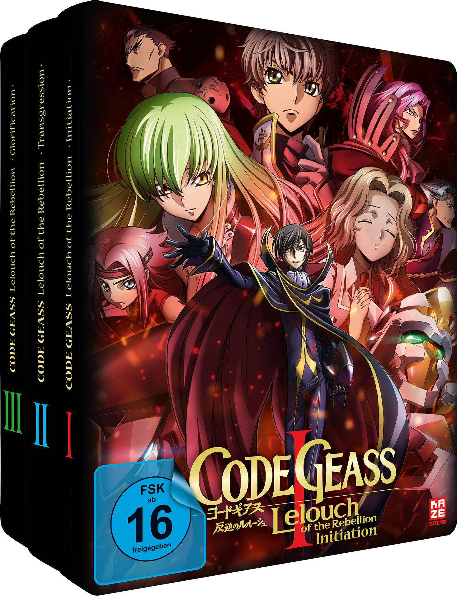 Box-Set von 'Code Geass' Anime, mit mehreren Charakteren auf dem Cover.