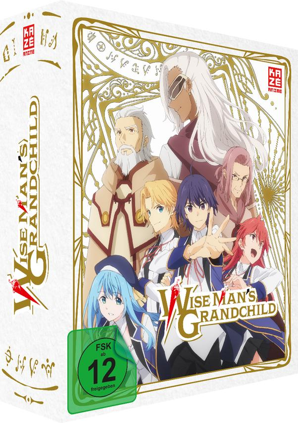 Anime-Box-Art: Charaktere auf weißem Hintergrund, Titel "Wise Man's Grandchild".