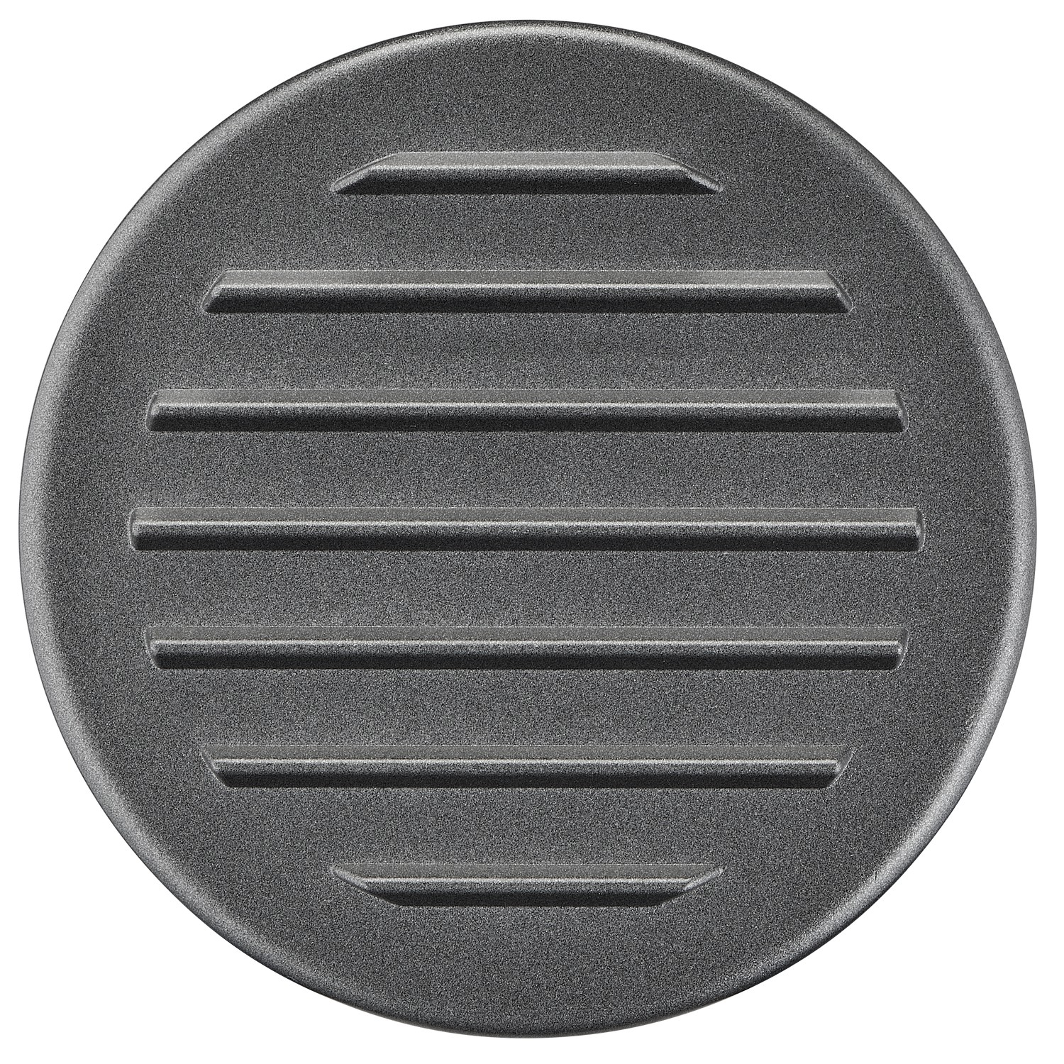 Back of a large black TV on a stand. The back is textured and has a logo.