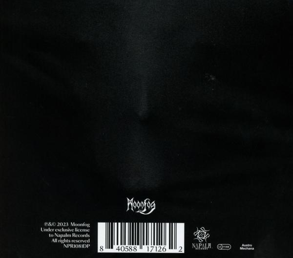 Schwarzes Albumcover mit weißem Text: Mooodfog, Napalm Records und ein Barcode.