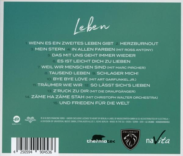 Die Rückseite eines CD-Covers mit Text über Musik und Credits.