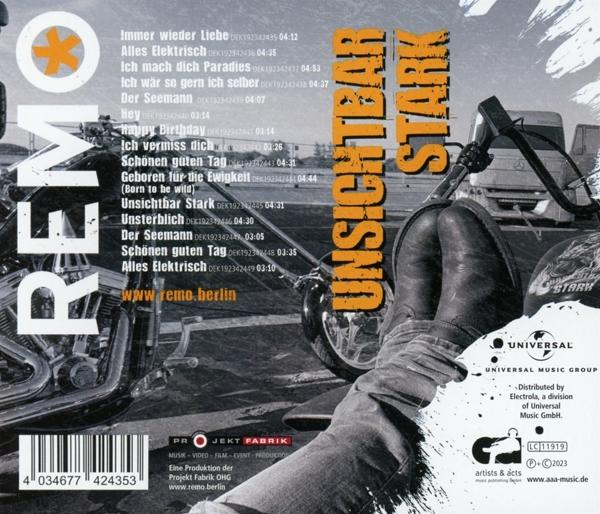 CD-Cover mit Text auf Deutsch und einem Motorrad im Hintergrund.