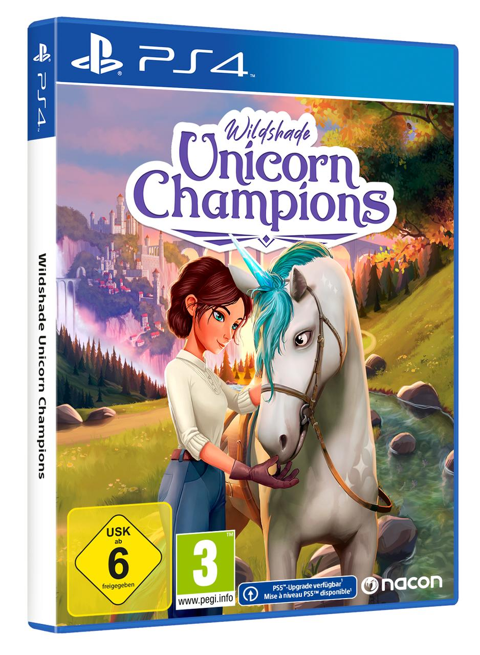 PS4-Spielhülle von Wildshade Unicorn Champions, Frau mit Einhorn.