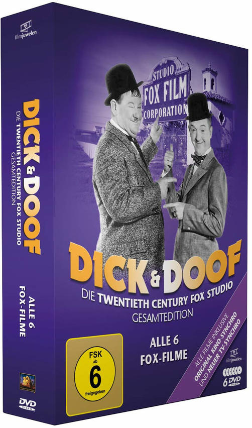 DVD-Box-Set von Dick & DooF mit einer lila Box. Enthält Laurel und Hardy.