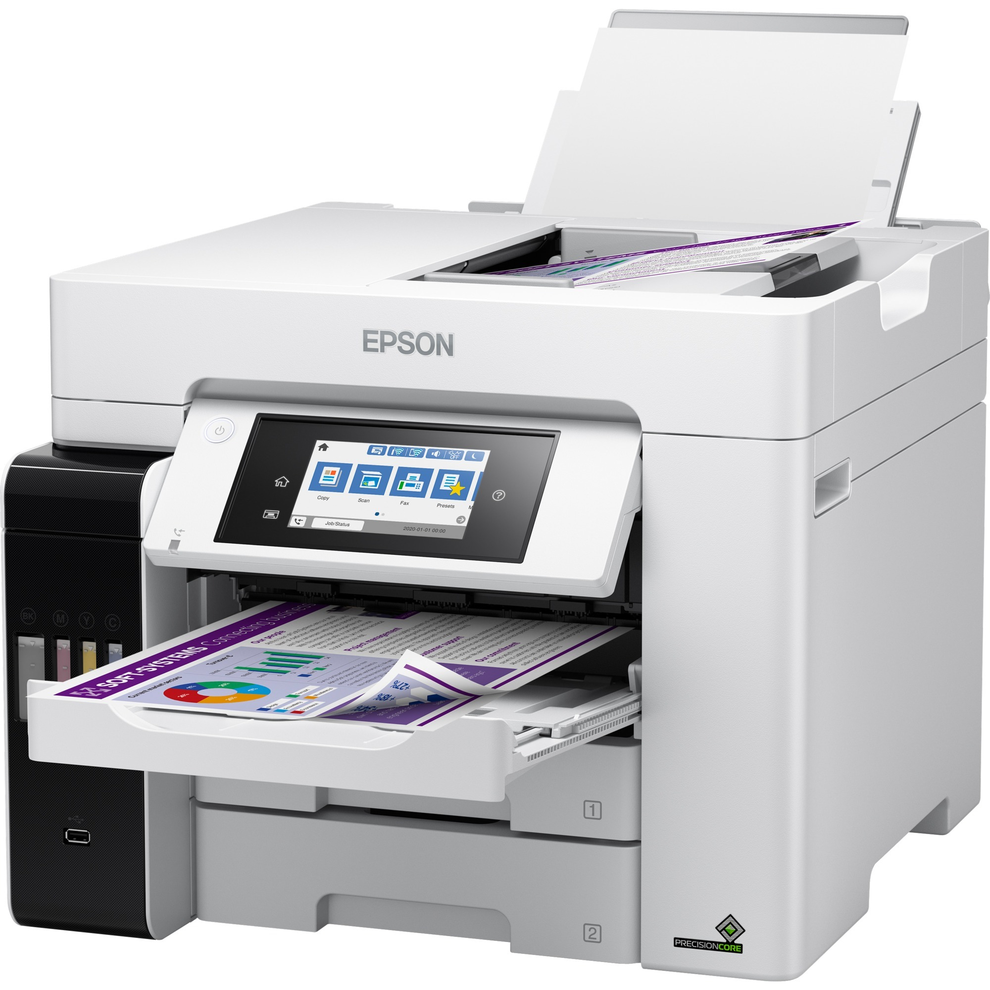 Impresora multifunción - Epson EcoTank ET-5880, Inyección de tinta, 25 ppm, 550 hojas, WiFi, Pantalla táctil, Gris