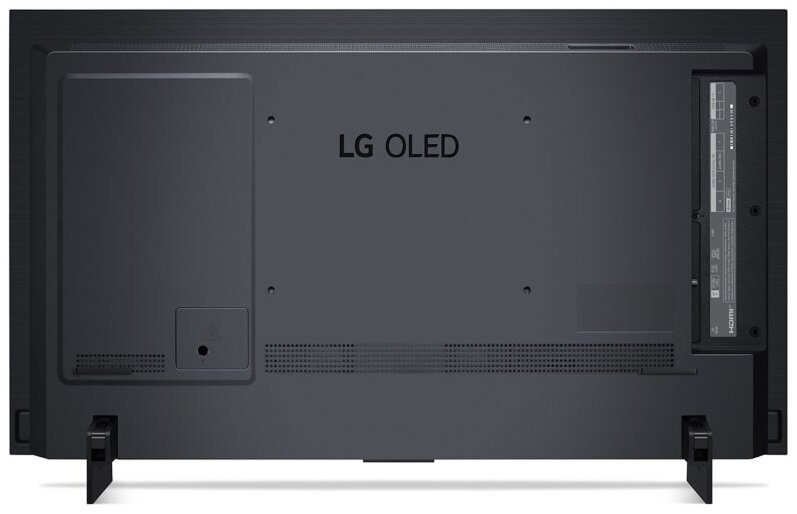 Tył telewizora LG OLED z logo LG OLED i portami.
