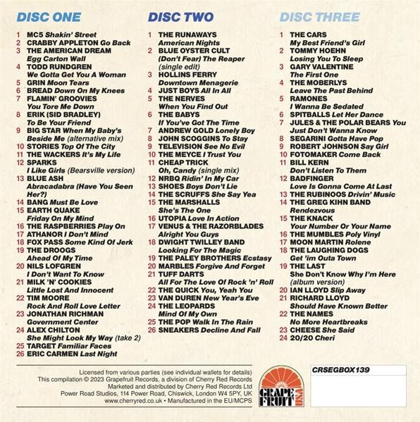 Albumcover mit drei Discs, Disc One, Two und Three, jede mit einer Liste von Songs.