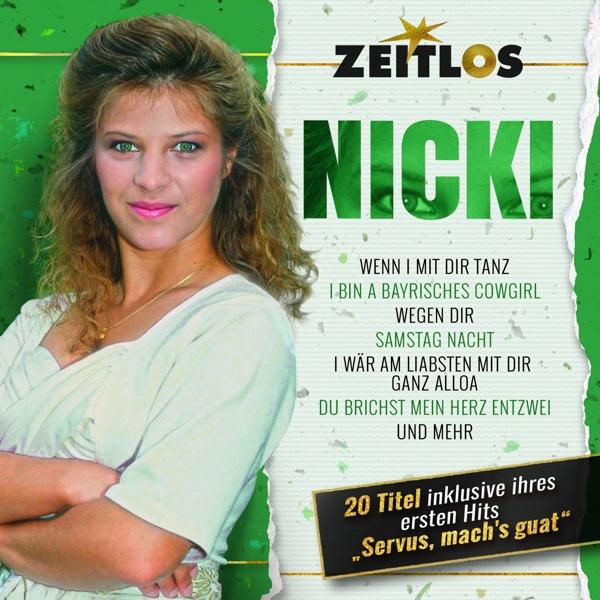 Albumcover von Nicki, mit Foto einer Frau, grünem und weißem Text und Texten.