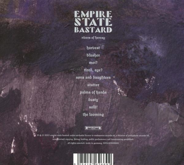 Albumcover für Empire State Bastard, mit dunklem lila Hintergrund und Titelliste. Text ist weiß.