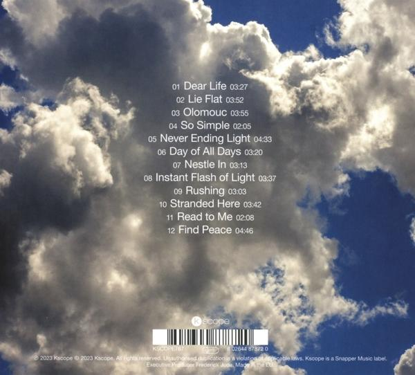 CD-Cover mit blauem Himmel voller Wolken, Auflistung der Songtitel.
