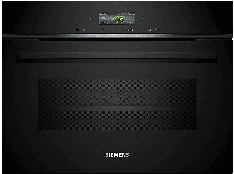 Siemens CM724G1B1 Kompaktbackofen mit Mikrowellenfunktion und Sprachsteuerung (45 l, Schwarz, 594 mm breit)