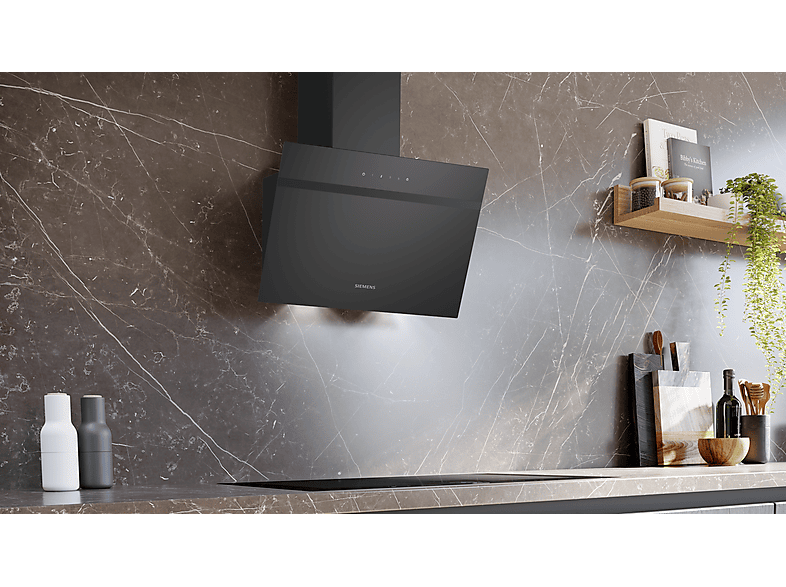 Siemens LC65KDK60 iQ100, Wandesse, klarglas schwarz bedruckt, Schwarz, Dunstabzugshaube (590 mm breit, 325 mm tief) — Foto 3 von 4