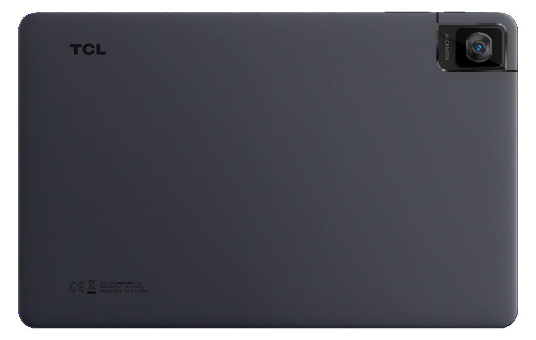 Ciemnoszary tablet z aparatem z tyłu.