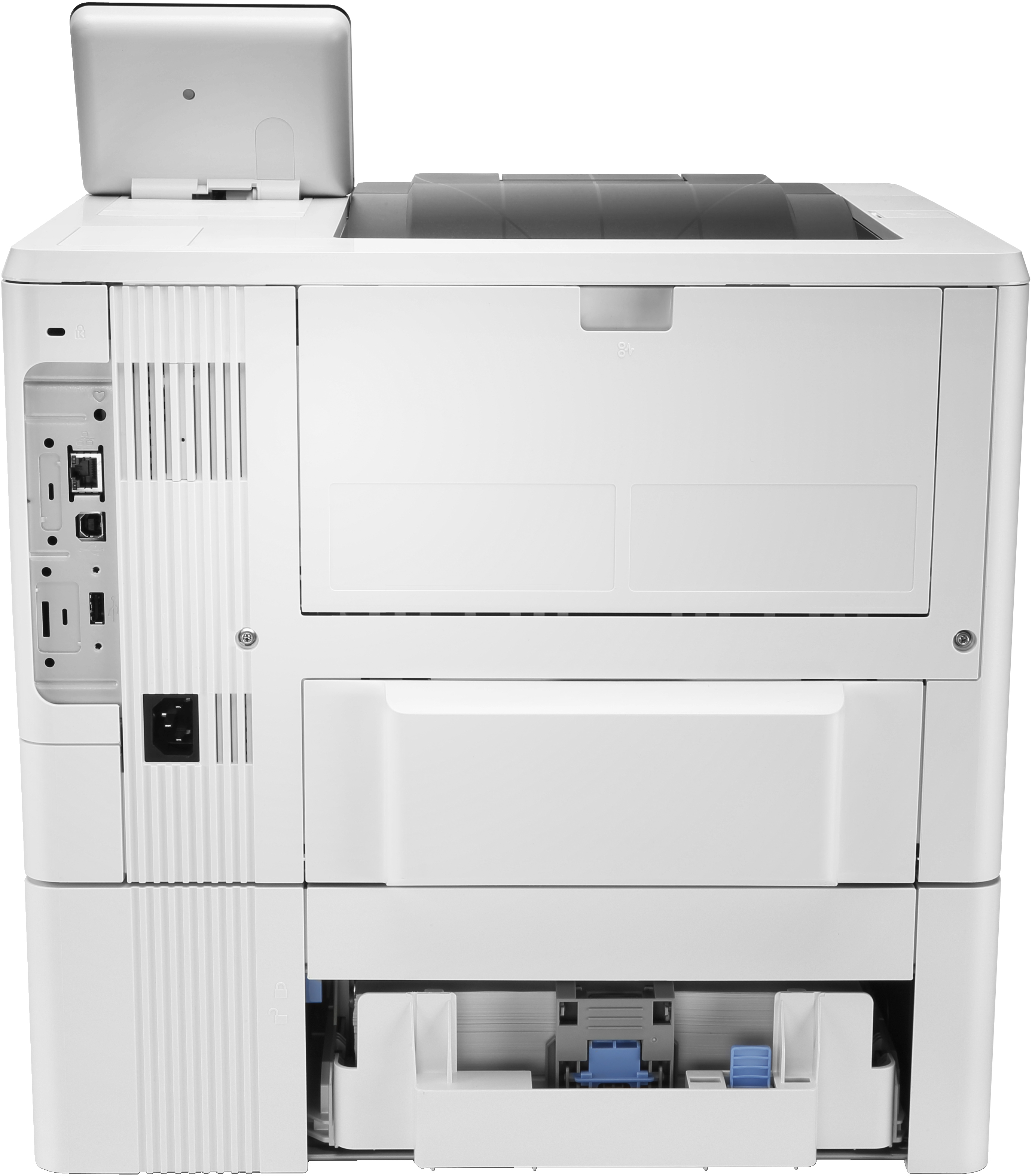 Weißer Drucker, Draufsicht, zeigt den Scanner und die Papierausgabe.