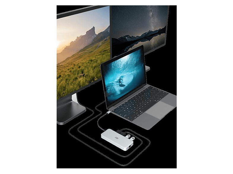 ISY IAD 3000 USB-C Multiport Adapter, USB-C 3.1, HDMI 2.0 4K60p, PD 3.0 100W, Aluminium, Silber — Foto 2 von 3