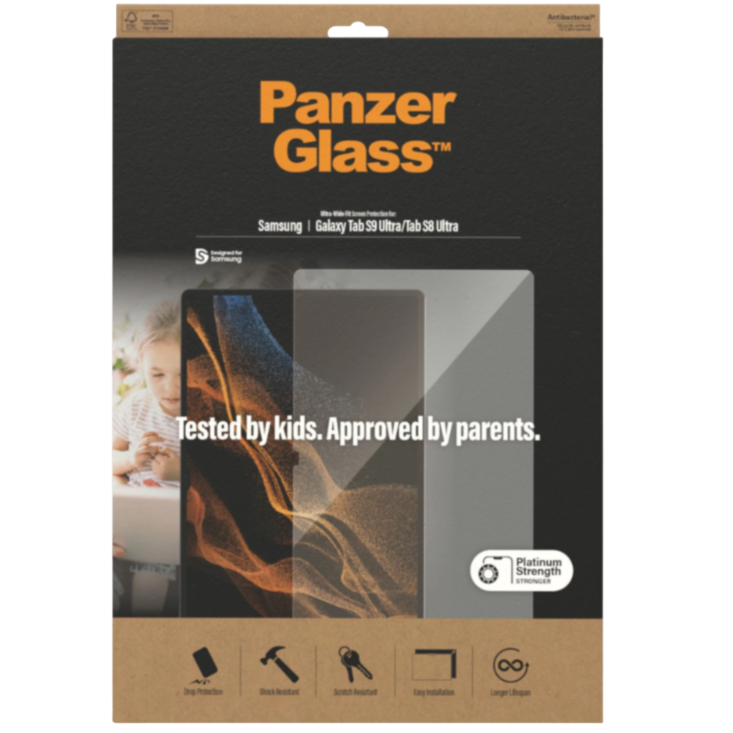 Doosje PanzerGlass schermbeschermer voor Samsung Galaxy Tab S9 Ultra/Tab S8 Ultra.