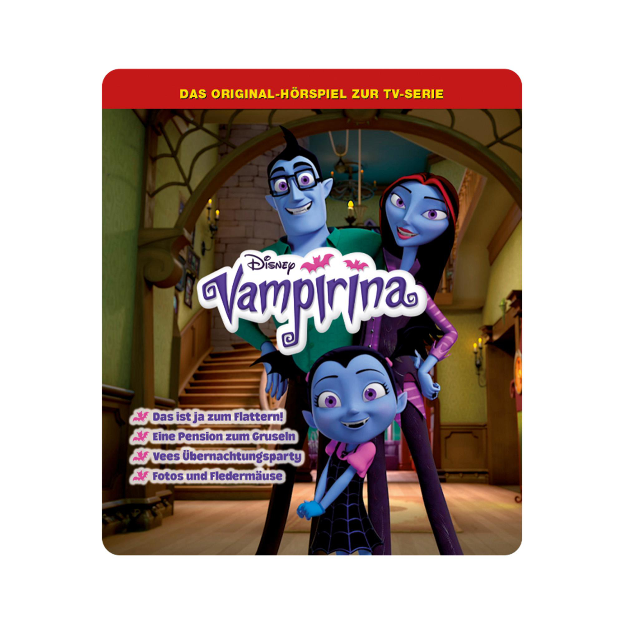 Vampirina-Cartoon-Cover mit Figuren und Text auf Deutsch.