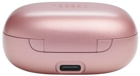 Etui ładujące w kolorze różowego złota do słuchawek dousznych z portem USB-C.