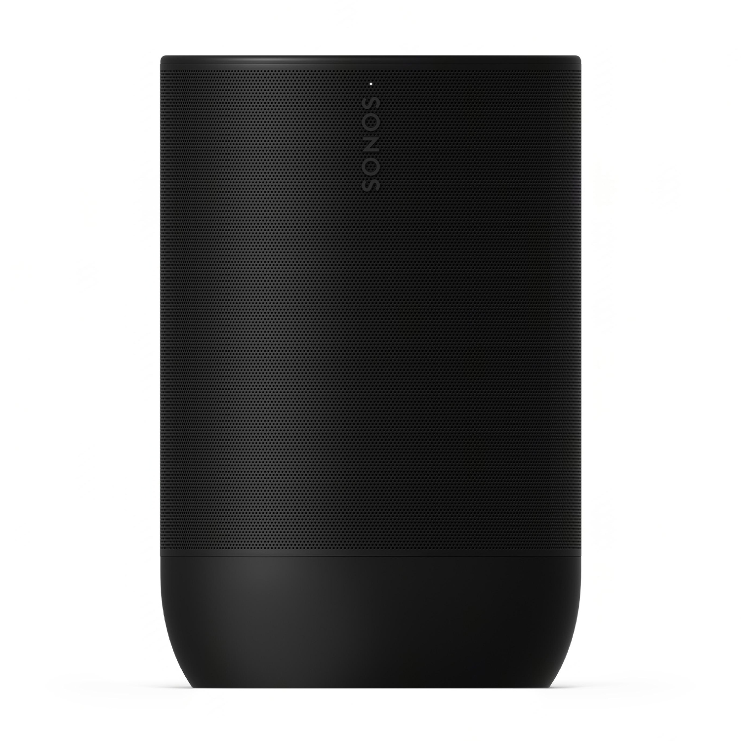 Altoparlante Sonos nero. L'altoparlante ha un design minimalista e una texture simile al tessuto.