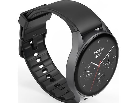 HAMA 8900 - Smartwatch (Larghezza cinturino: 2,2 cm, Silicone, Grigio scuro/nero)