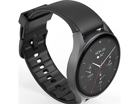 HAMA 8900 - Smartwatch (Largeur du bracelet : 2,2 cm, silicone, Gris foncé / noir)