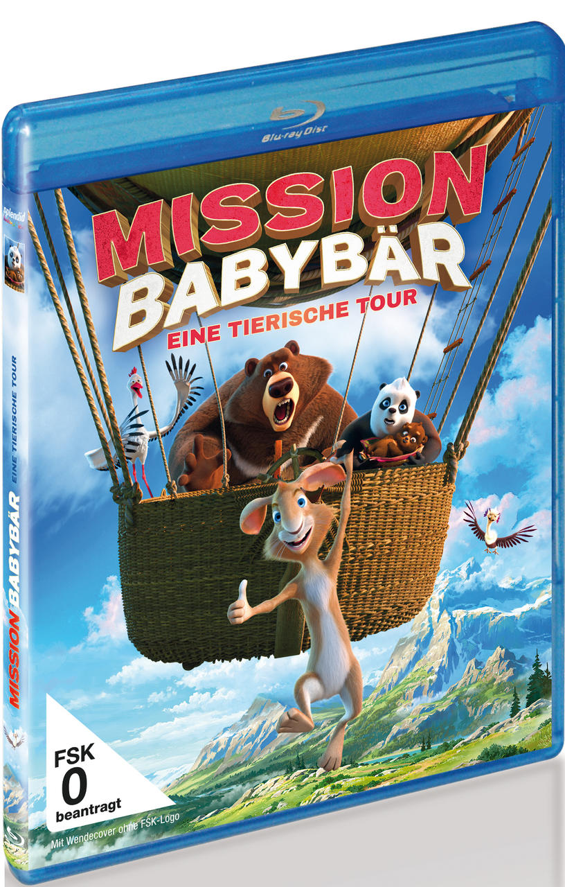 Blu-ray-Disc-Cover mit animierten Bärenfiguren in einem Heißluftballon, mit Text auf Deutsch.