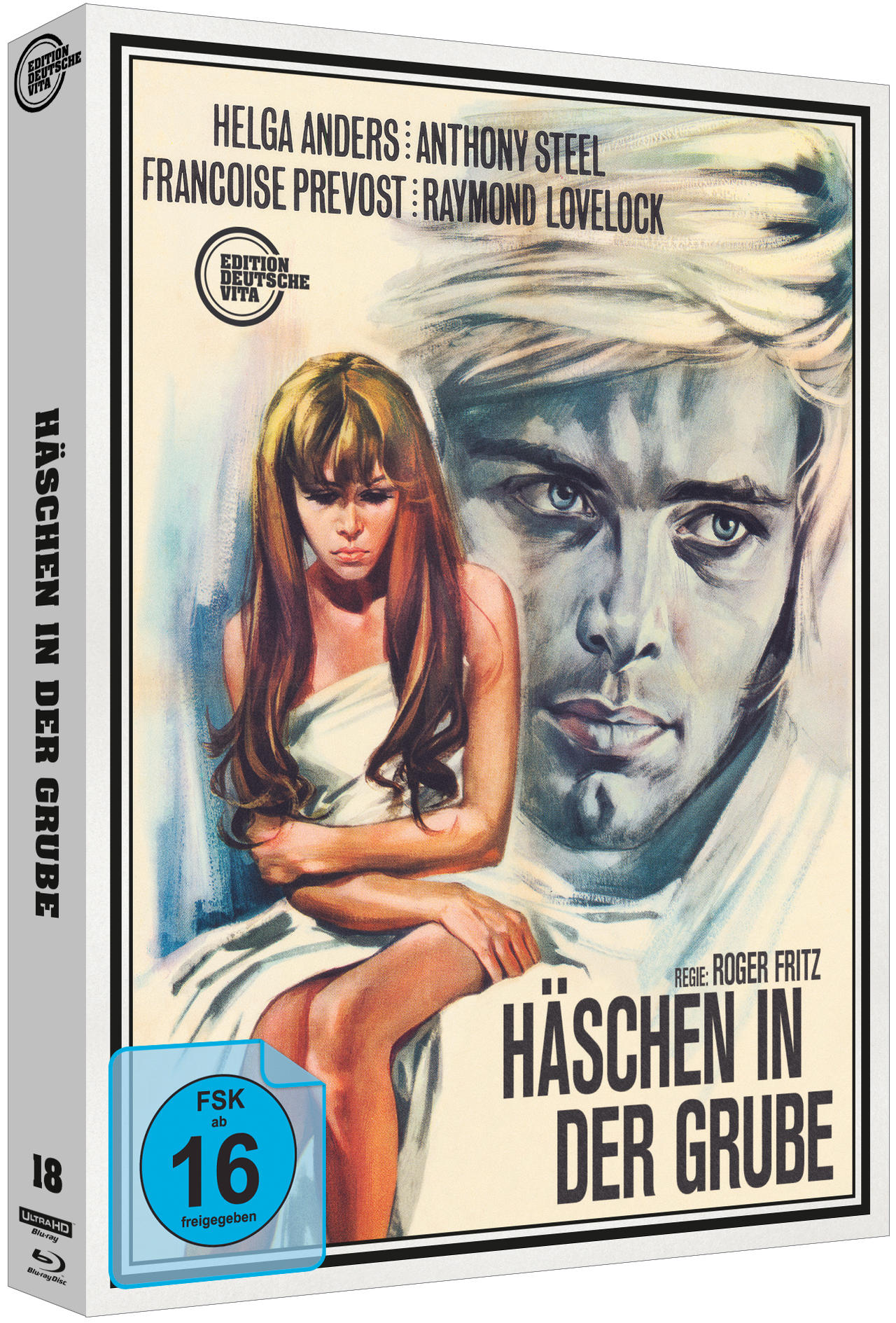 DVD-Hülle für einen Film namens 'Häschen in der Grube' mit Vintage-Design.