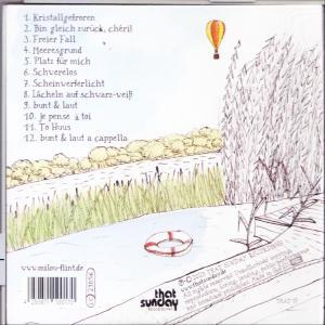 CD-Cover-Art. Handgezeichneter Stil mit Heißluftballon, See und Text auf Deutsch.