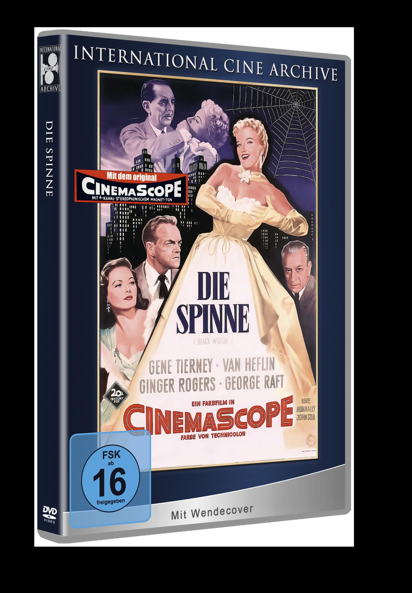 DVD-Hülle für den Film 'Die Spinne' mit mehreren Charakteren und einem Spinnennetz-Design.
